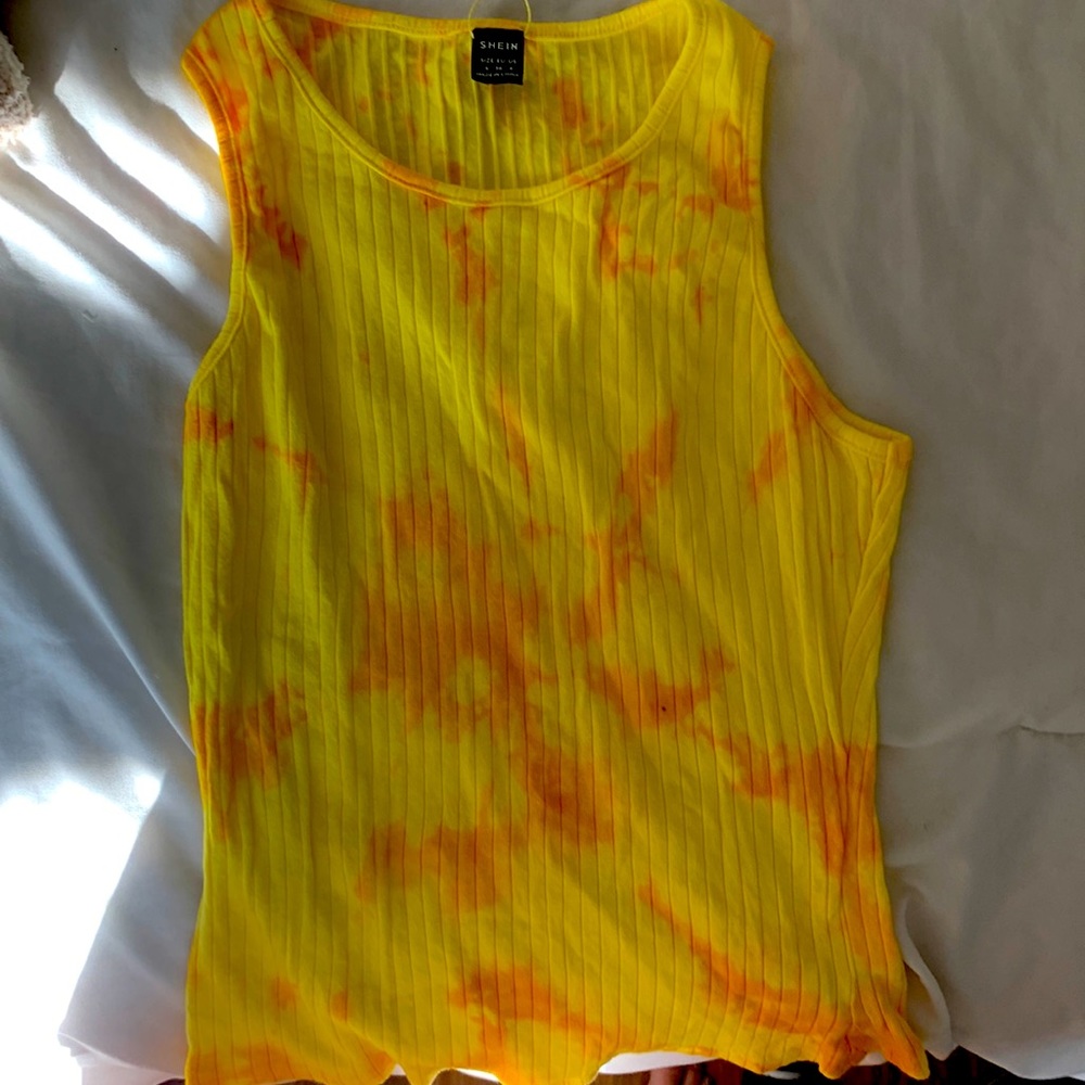 SHEIN yellow tie die tank top